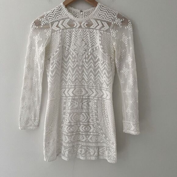 Isabel Marant H&M Lace Blouse Top White Size 2 Sheer Mesh Bridal Victorian Fairy - Picture 1 of 8